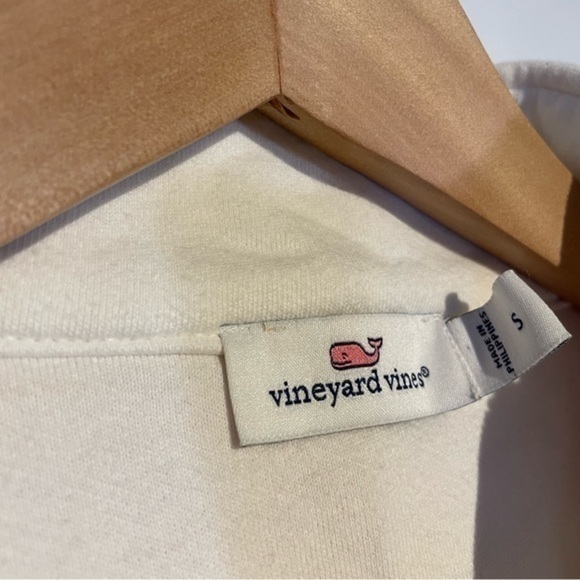 Vineyard Vines White Sweatshirt Pink Accents Small Quarter Zip - Picture 5 of 11